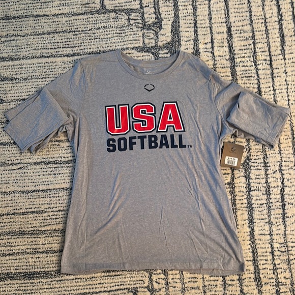 USA Softball Gray Long Sleeve Tee - Picture 1 of 5